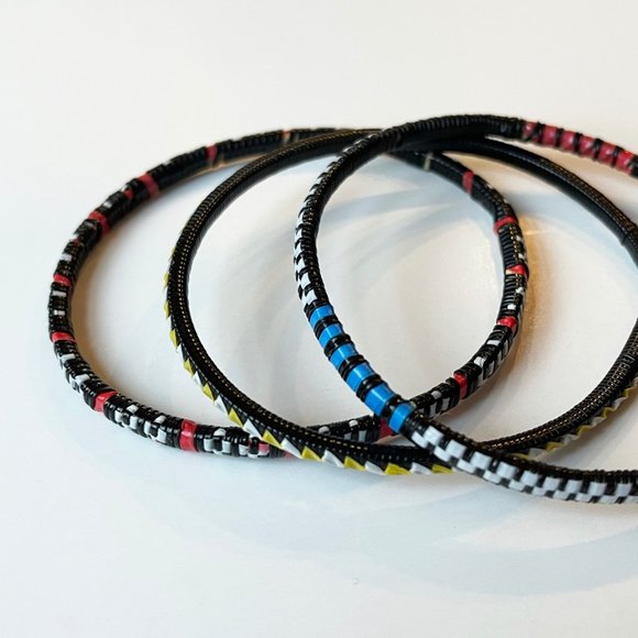 Set of 3 Handmade Recycled Telephone Wire Bracelet - Picture 5 of 6